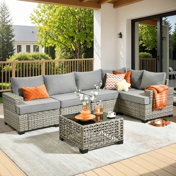 HOOOWOOO 6piece Patio Furniture Conversation Set with Coffee Table