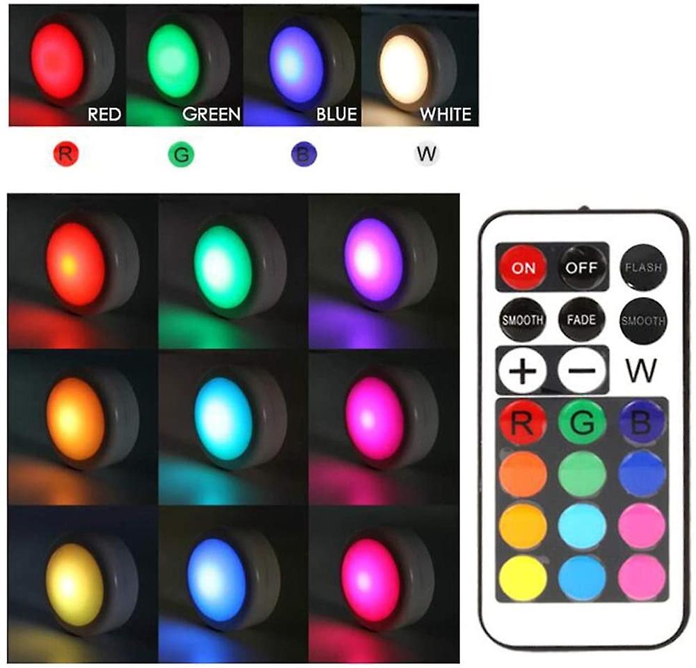 6pcs Rgb 12 Colors Led Under Cabinet Light Dimmable Touch Sensor Led Puck Lights For Cupboard Close Wardrobe Stair Hallway Night Lamp