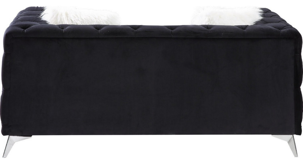 Benzara BM250263 Loveseat With Tufted Fabric Seating and Metal legs  Black   Midcentury   Loveseats   by Uber Bazaar  Houzz