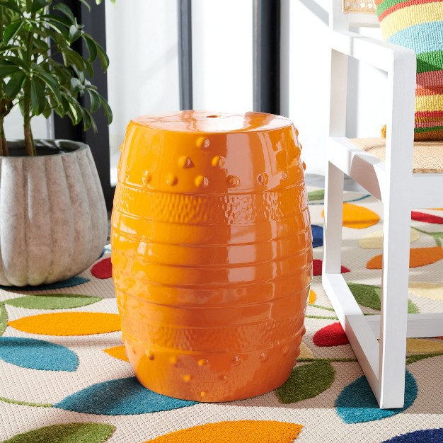 Frisco Ceramic Garden Stool Orange Safavieh