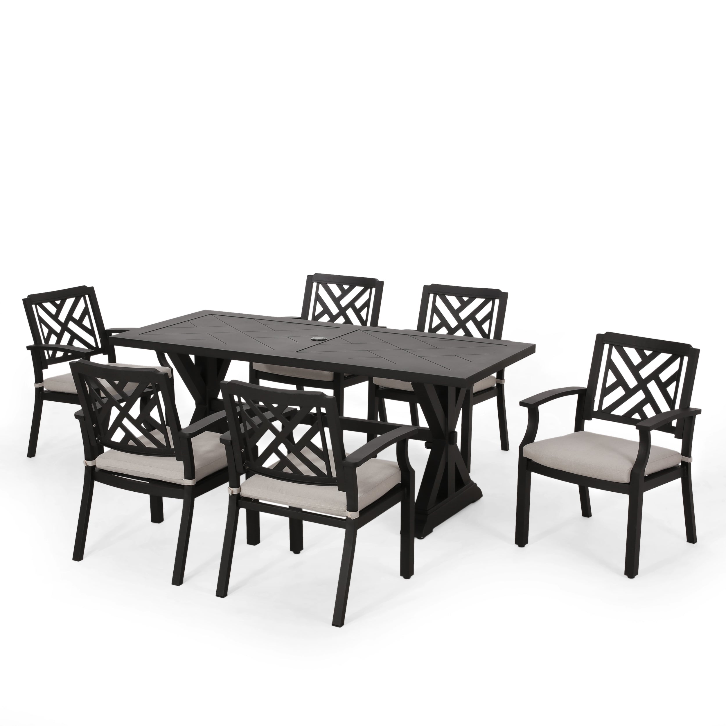 Arlene Waterford Outdoor Aluminum 7 Piece Dining Set