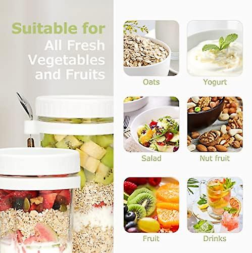 2 Pack Overnight Oats Containers - 12 Oz Mason Jars for Breakfast On-the-Go （2 PACK）