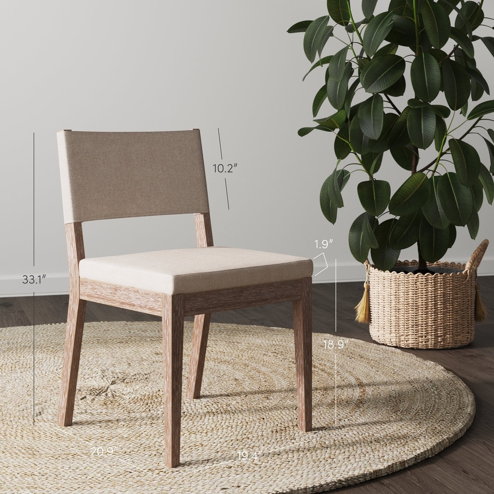 Linus Modern Upholstered Dining Chair  Solid Rubberwood Legs