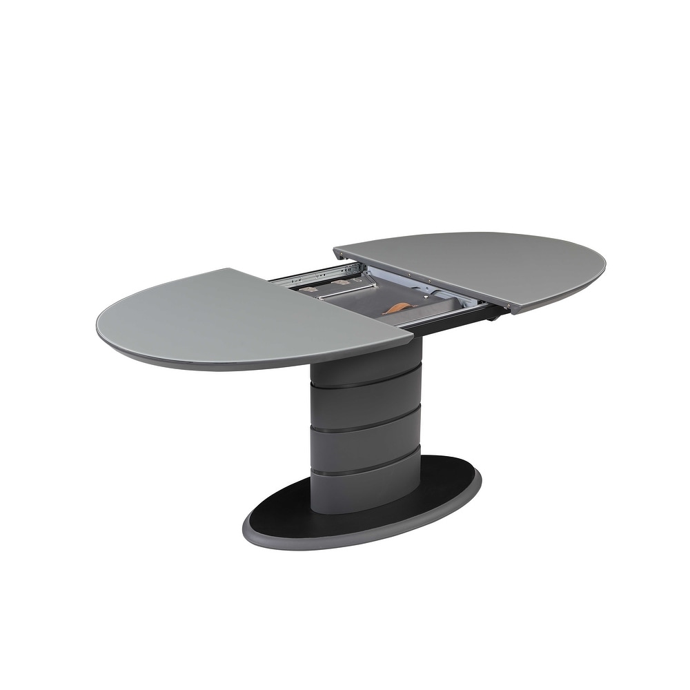 Somette Kenya Extendable Dining Table with Art Deco Stripe Base