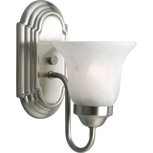 Progress Lighting Builder 1 light Wall Sconce Ceramic Brushed Nickel Alabaster Glass