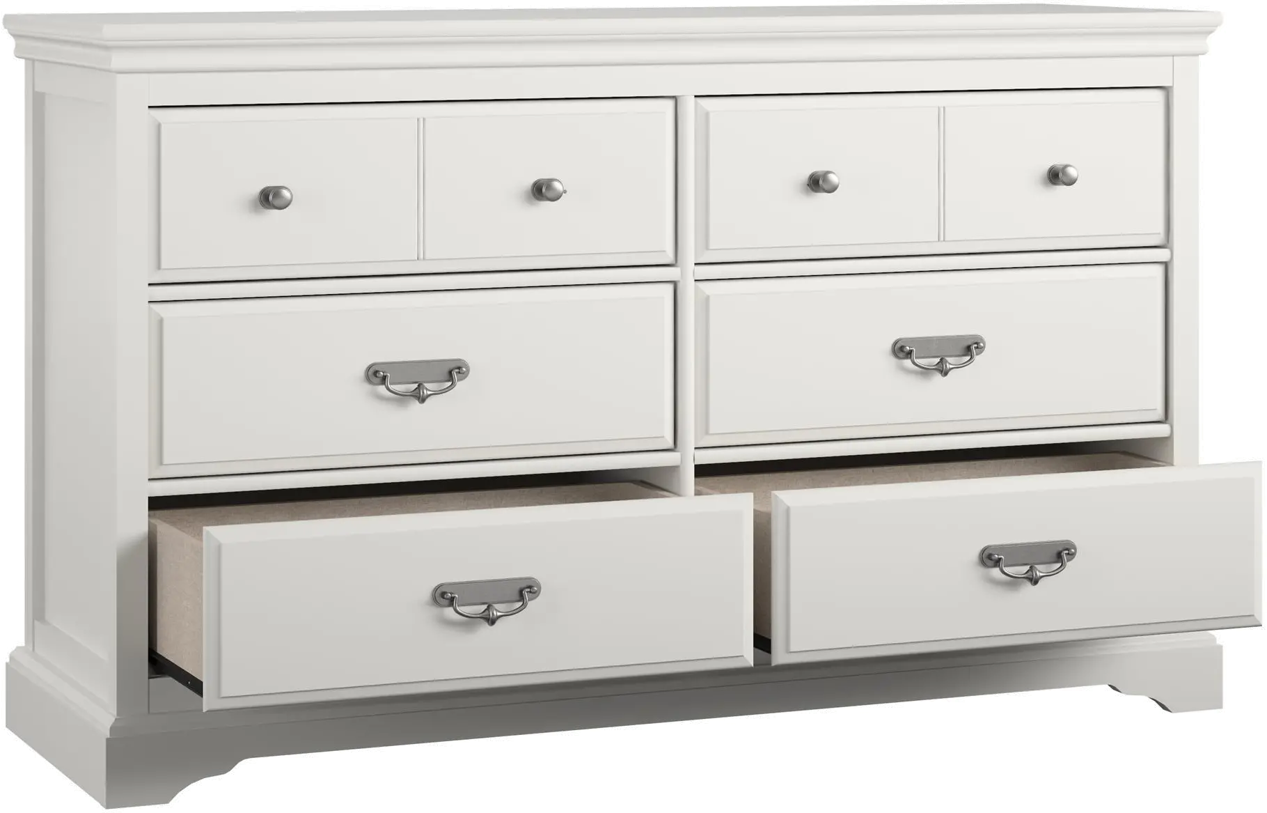 Bristol Traditional White 6-Drawer Dresser