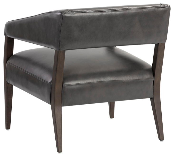 Blaine Lounge Chair   Brentwood Charcoal Leather   Midcentury   Armchairs And Accent Chairs   by Virgil Stanis Design  Houzz