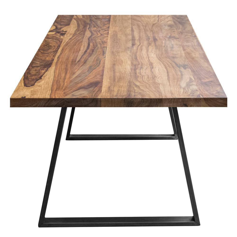 AmeriHome Sheesham 63 in. Rectangle Rosewood Wood Top with Black Metal Frame Dining Table Seats 6 SWDT63