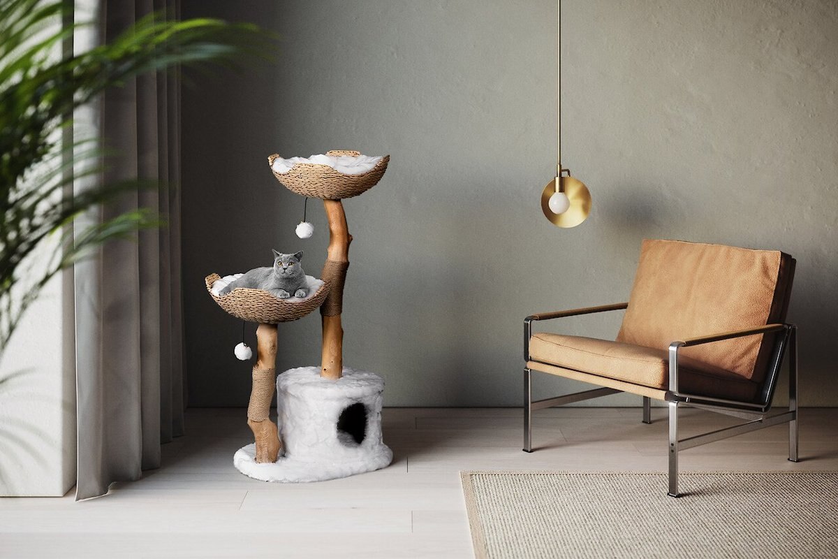 Mau Lifestyle Cento 46-in Modern Wooden Cat Tree and Condo