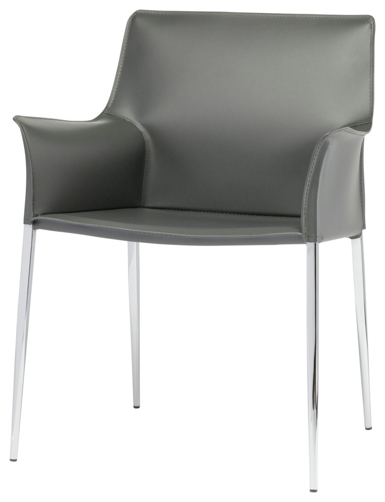 Colter Dark Gray Leather Dining Chair  Hgar401   Midcentury   Dining Chairs   by Beyond Design  ampMore  Houzz