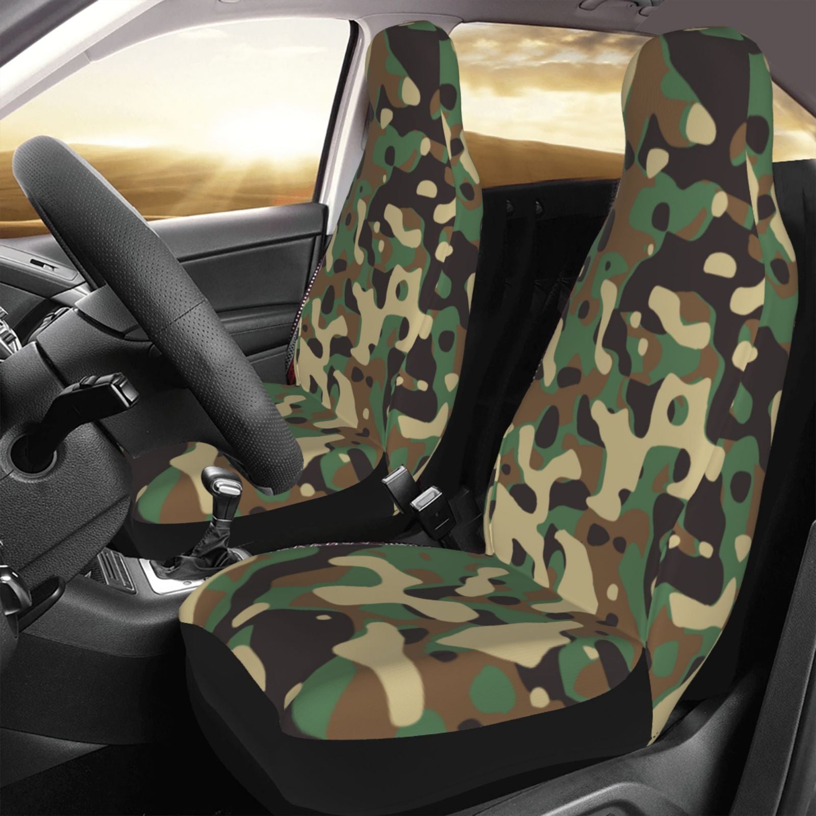 LNWH Car Seat Covers， Camouflage Print Pattern Car Interior Seat Covers - Universal Fit Most Cars， SUV， Trucks， 2pcs Car Seat Protectors