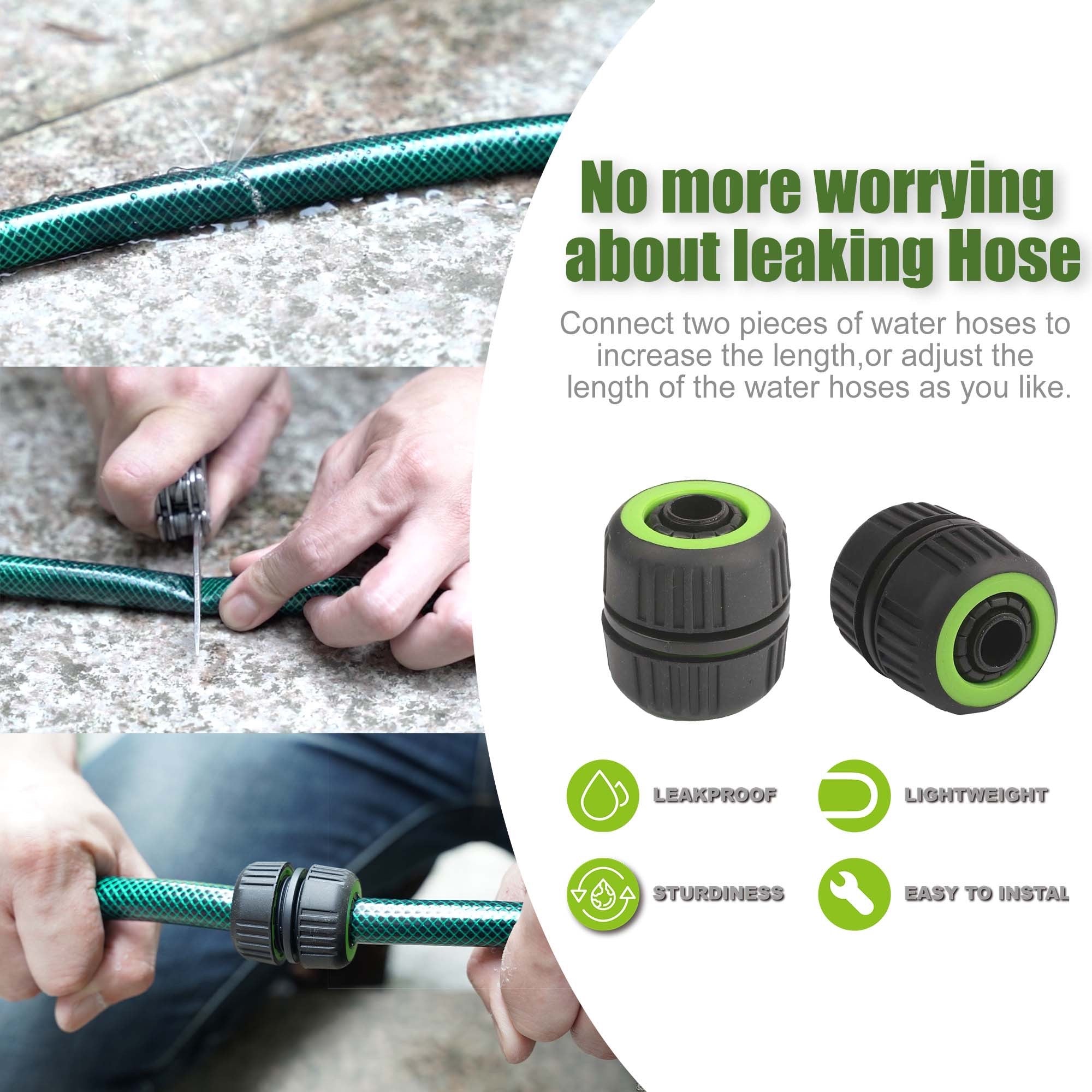 FUNJEE Garden Hose Plastic Repair Connector Fitting for 1/2