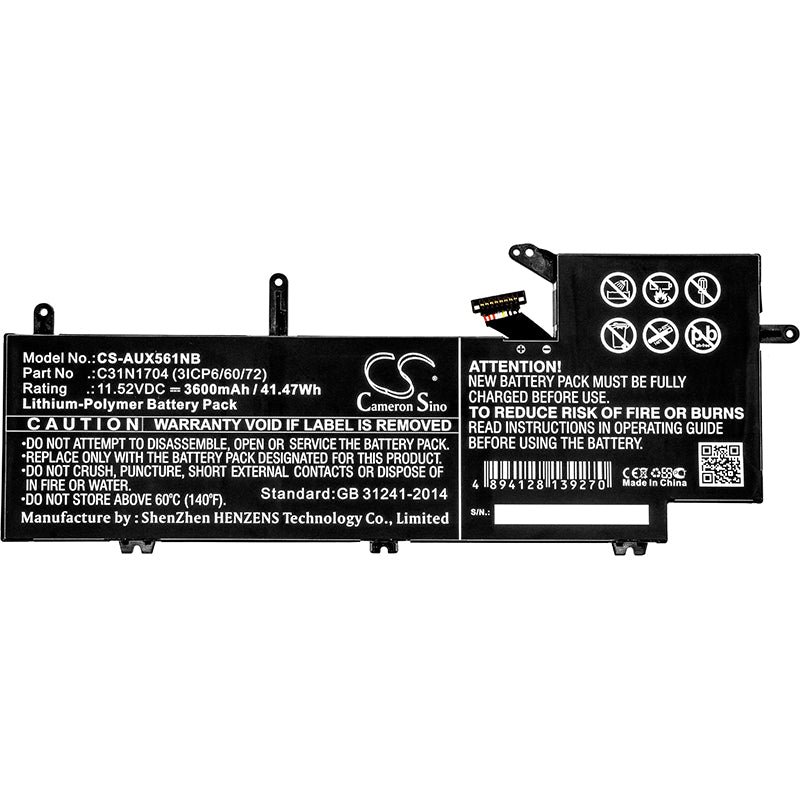 Asus Q535U Q535UD Q535UDBI7T11 UX561UD UX561UD1A Replacement Battery BatteryClerkcom Laptop and Notebook