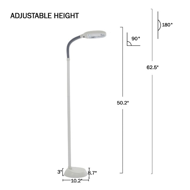 Hastings Home Adjustable Floor Lamp Full Spectrum Natural Sunlight Lamp With Bendable Neck