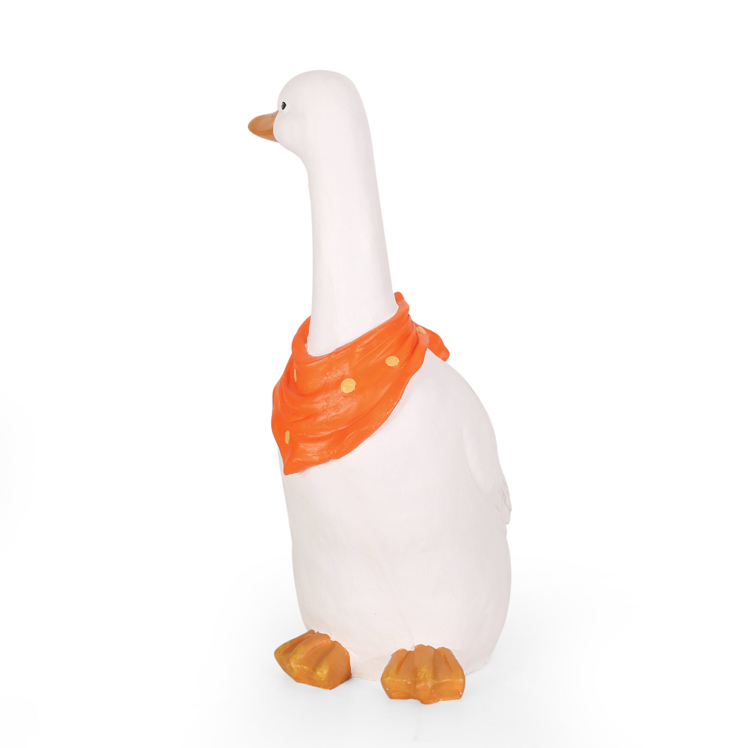 Rafter Outdoor Goose Garden Statue, White and Orange