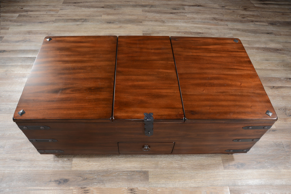 48 quotRectangular Rustic Wood Trunk Coffee Table Storage   Traditional   Coffee Tables   by Sideboards and Things  Houzz