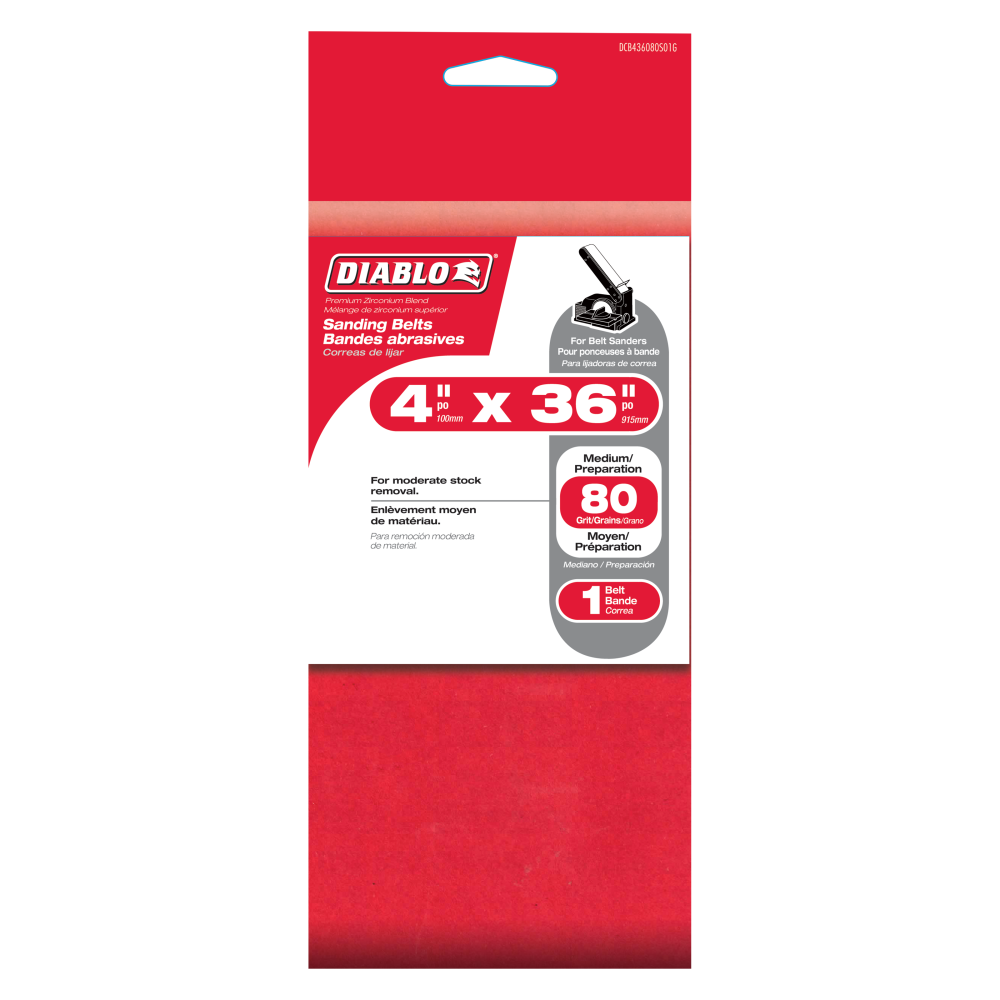 Diablo Tools 4 and#8221; x 36 Sanding Belt 80 Grit (1-Pack)