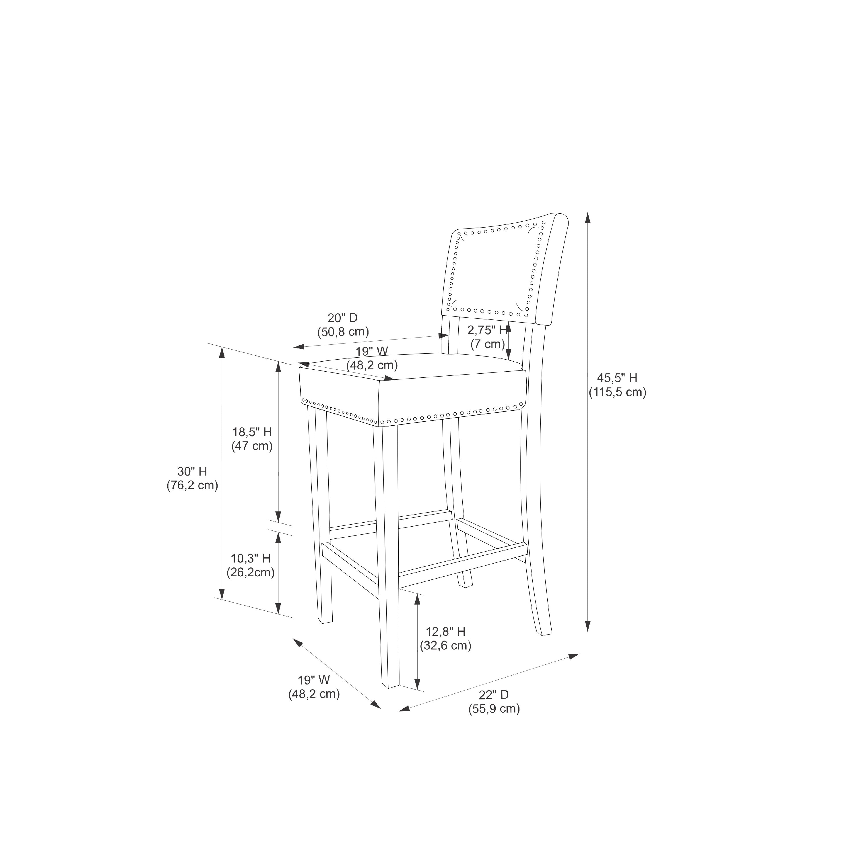 Linon Brook Bar Stool， 30 Seat Height， Multiple Colors