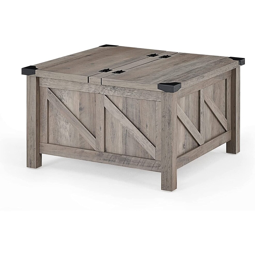 WAMPAT Coffee Table  Modern Farmhouse Square Wood Center Table