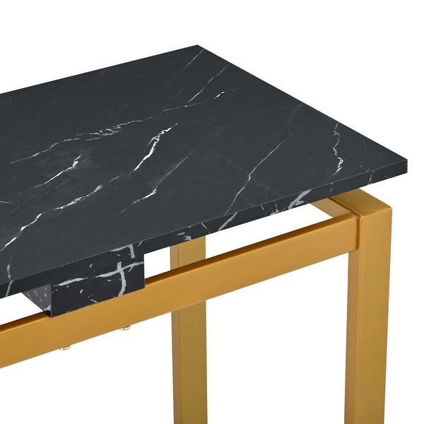 63-inch metal counter， narrow entry table， faux marble top