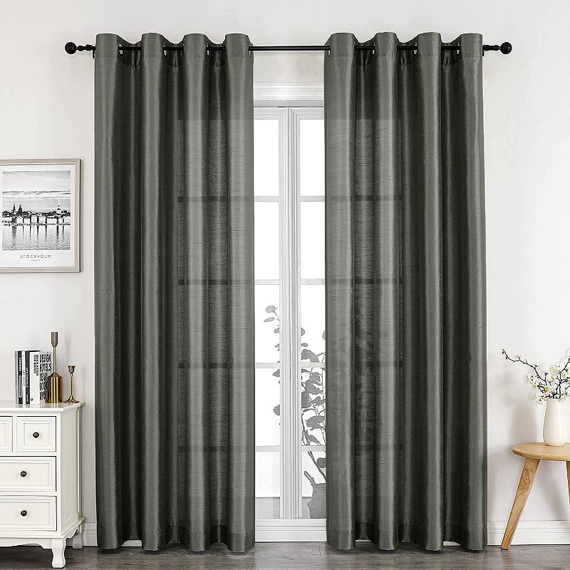 Kate Aurora Home Living 2 Piece Lightweight Basic Sheer Grommet Top Curtain Panels