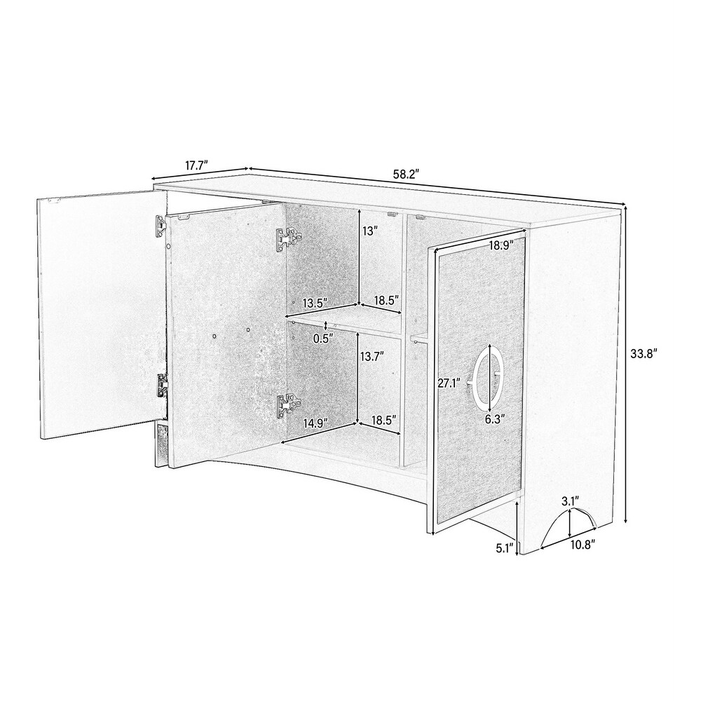 Storage Cabinet with Three Doors and Adjustable shelves Sideboard Buffet Cabinet for Entryway  Living room
