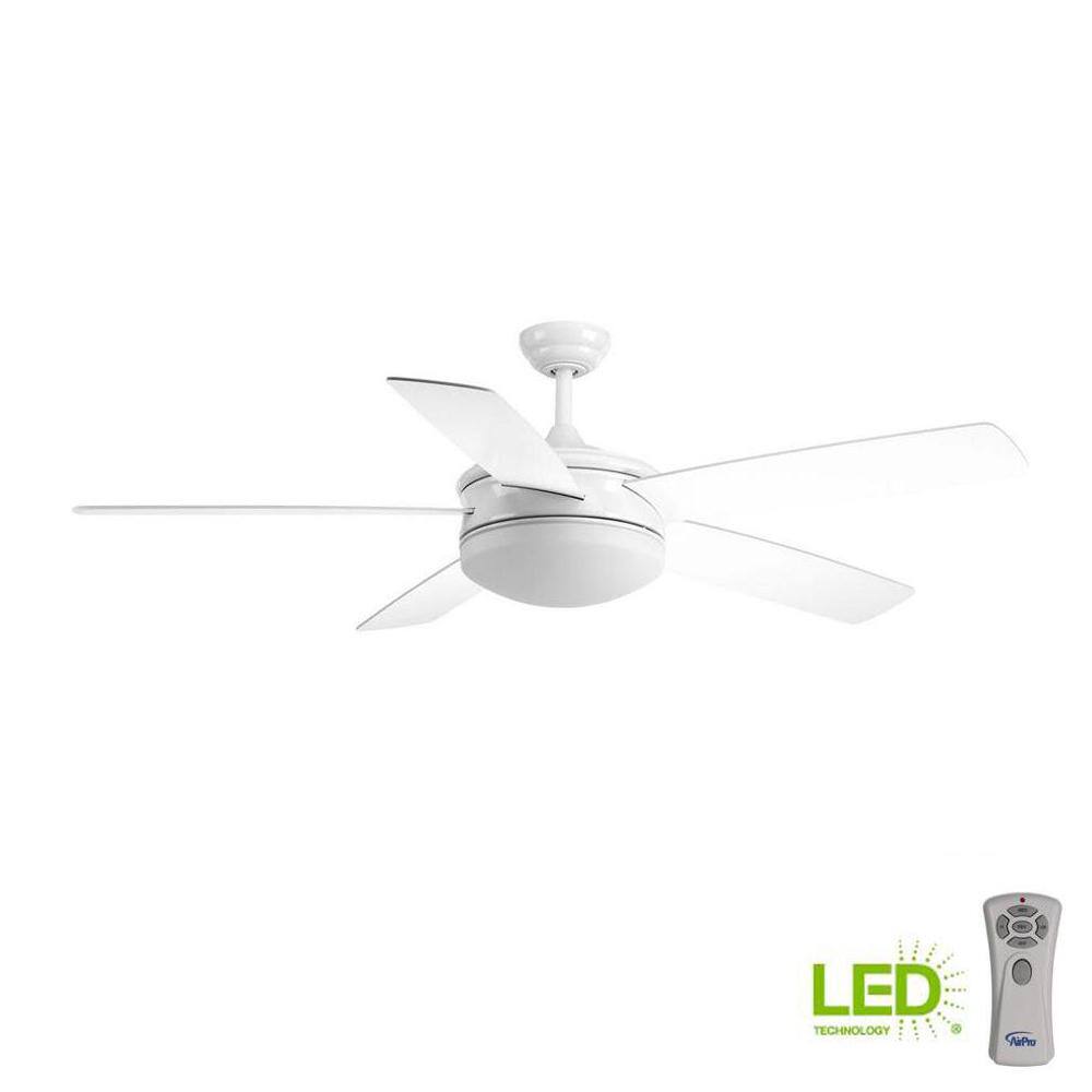 Progress Lighting Fresno Collection 60 in. LED Indoor White Ceiling Fan with Light Kit and Remote P2548-3030K