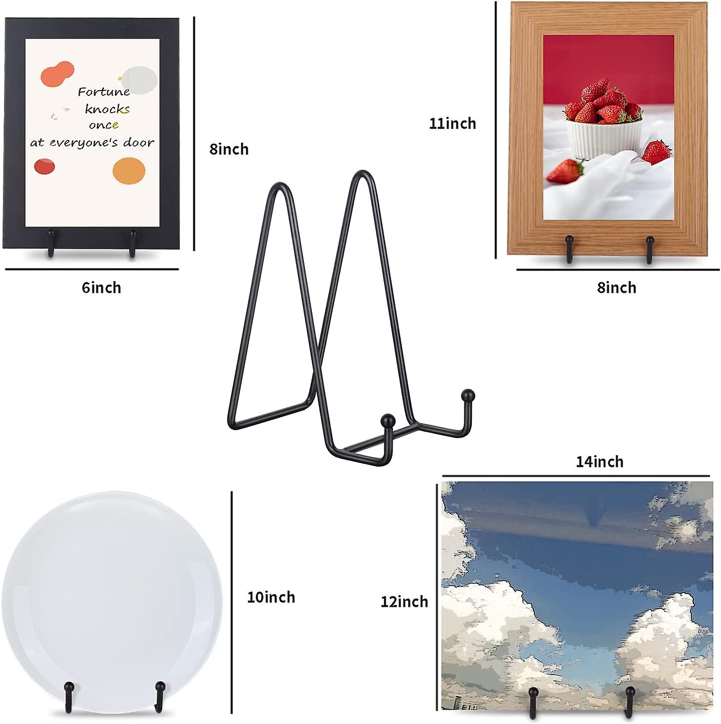 3 Pack 6 Inch Black Metal Display Stands For Plate Holder Display Stands For Picture， Decorative Plate， Book， Photo Easel， Artistic Work (3 Pack， 6 In