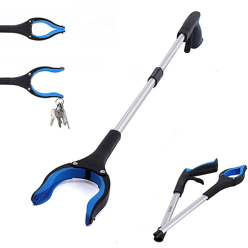 Foldable Grabber Tool Anti-Slip Reacher Grabber for Kids Elderly Reaching Assist Arm Extension (Blue)