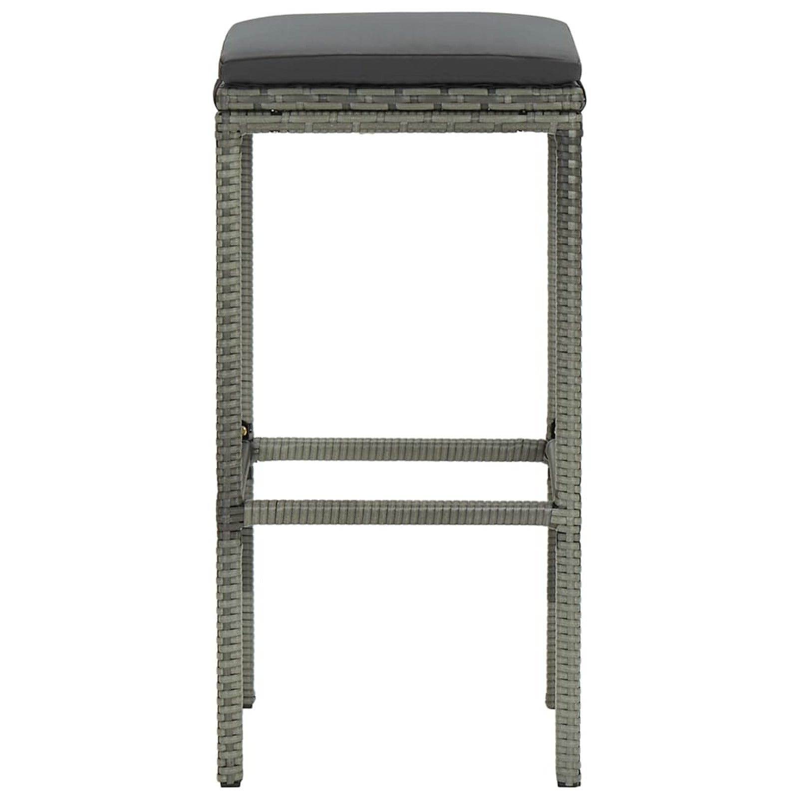 Bar Stools with Cushions 3 pcs Gray Poly Rattan