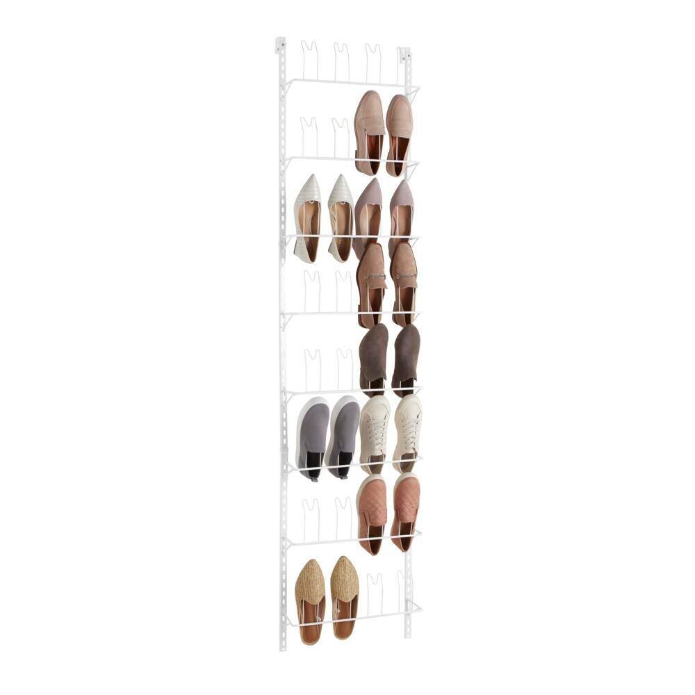 Everbilt 77.50 in. H 16-Pair White Steel Hanging Shoe Organizer 90307