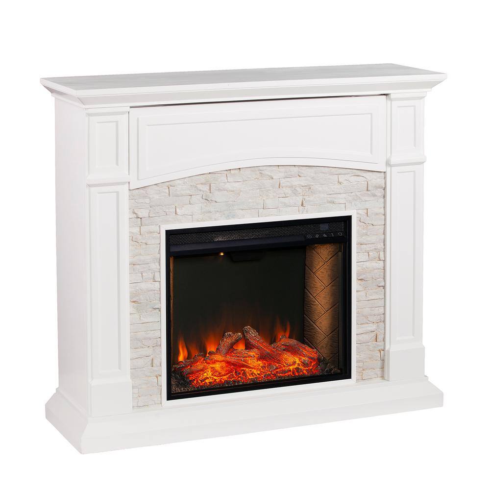 Southern Enterprises Ernesto Alexa-Enabled 45.75 in. Electric Smart Fireplace in White HD014517