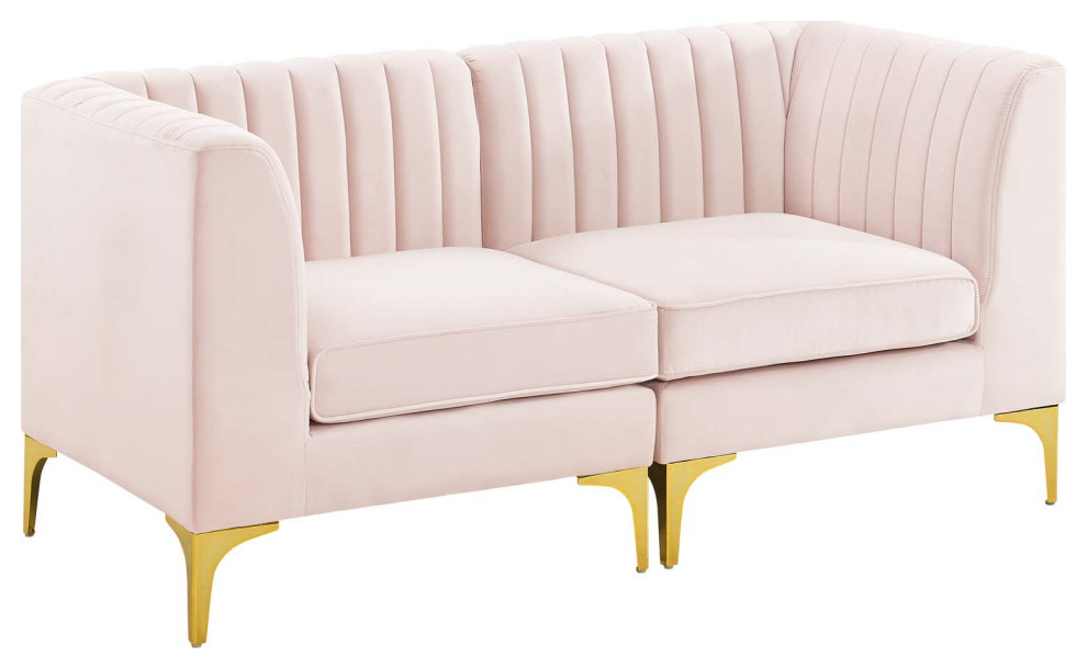 Triumph Channel Tufted Performance Velvet Loveseat   Midcentury   Loveseats   by Modway  Houzz