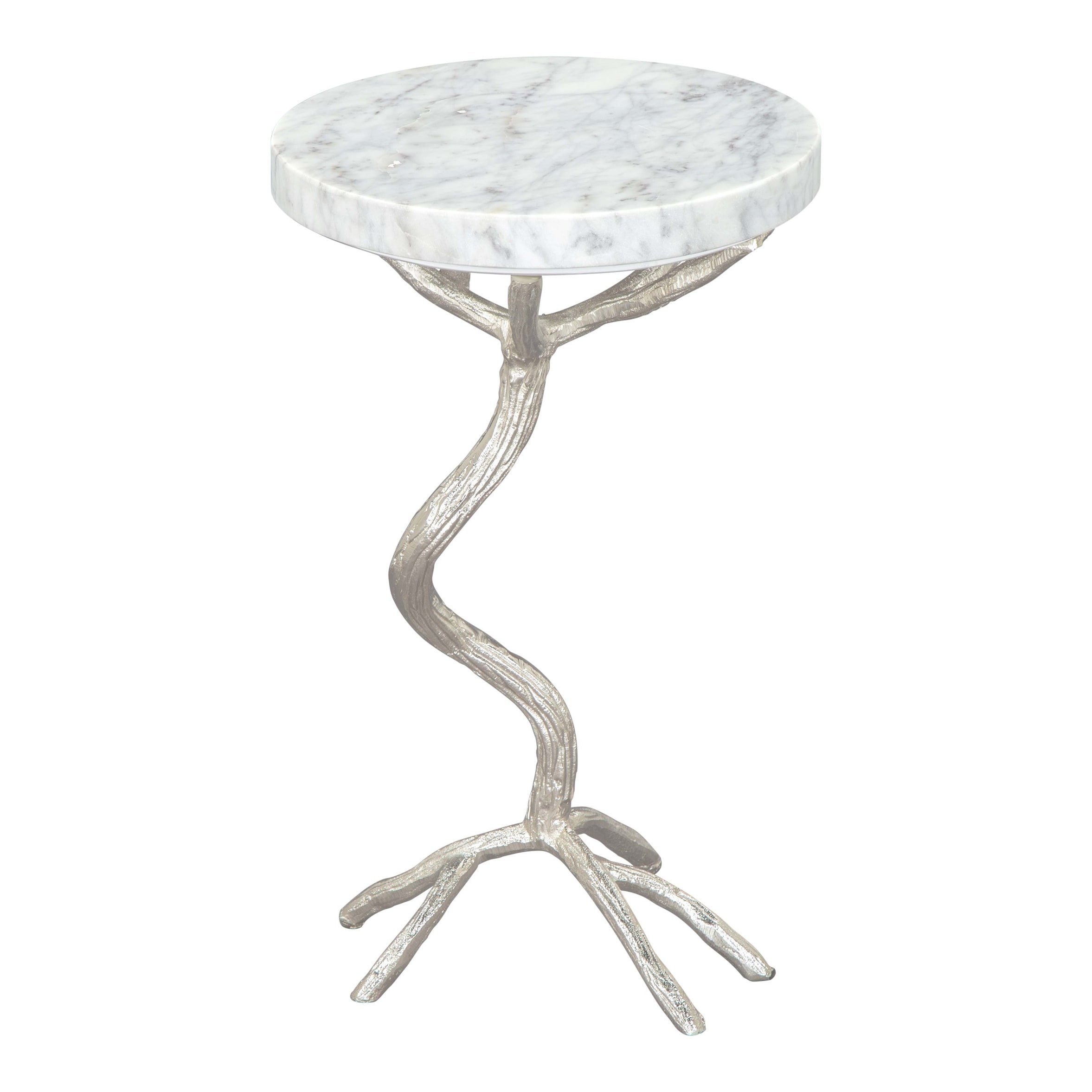 Joel Side Table White and Silver - White， Silver - 12