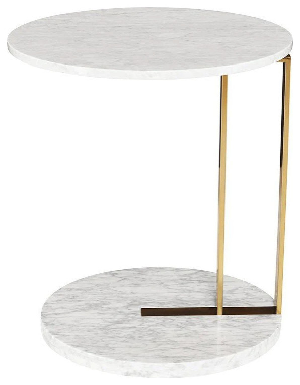 Nirvan White Marble Side Table   Contemporary   Side Tables And End Tables   by Virgil Stanis Design  Houzz