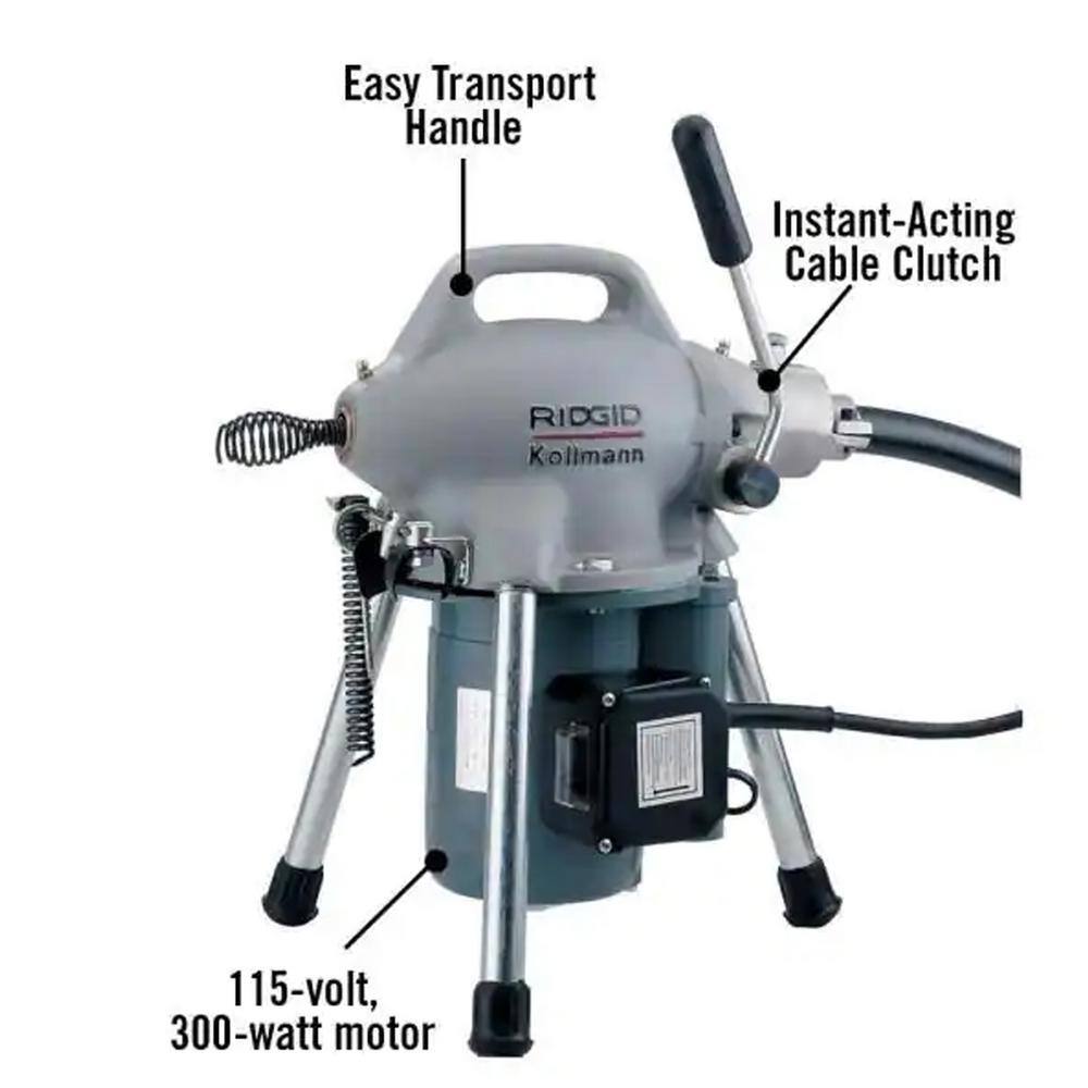 RIDGID 115-Volt K-50 Sectional Drain Cleaner Machine for 1-14 in. to 4 in. Drain Lines 58920