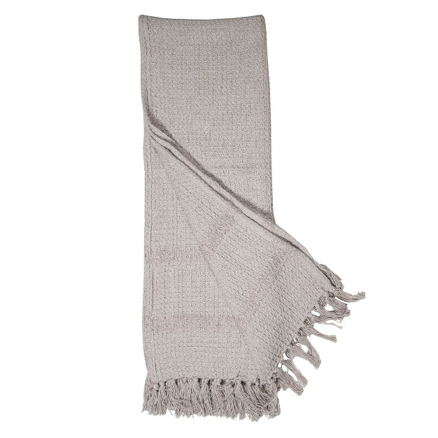 Hand Woven Gray Cotton Throw Blanket Foreside Home amp Garden