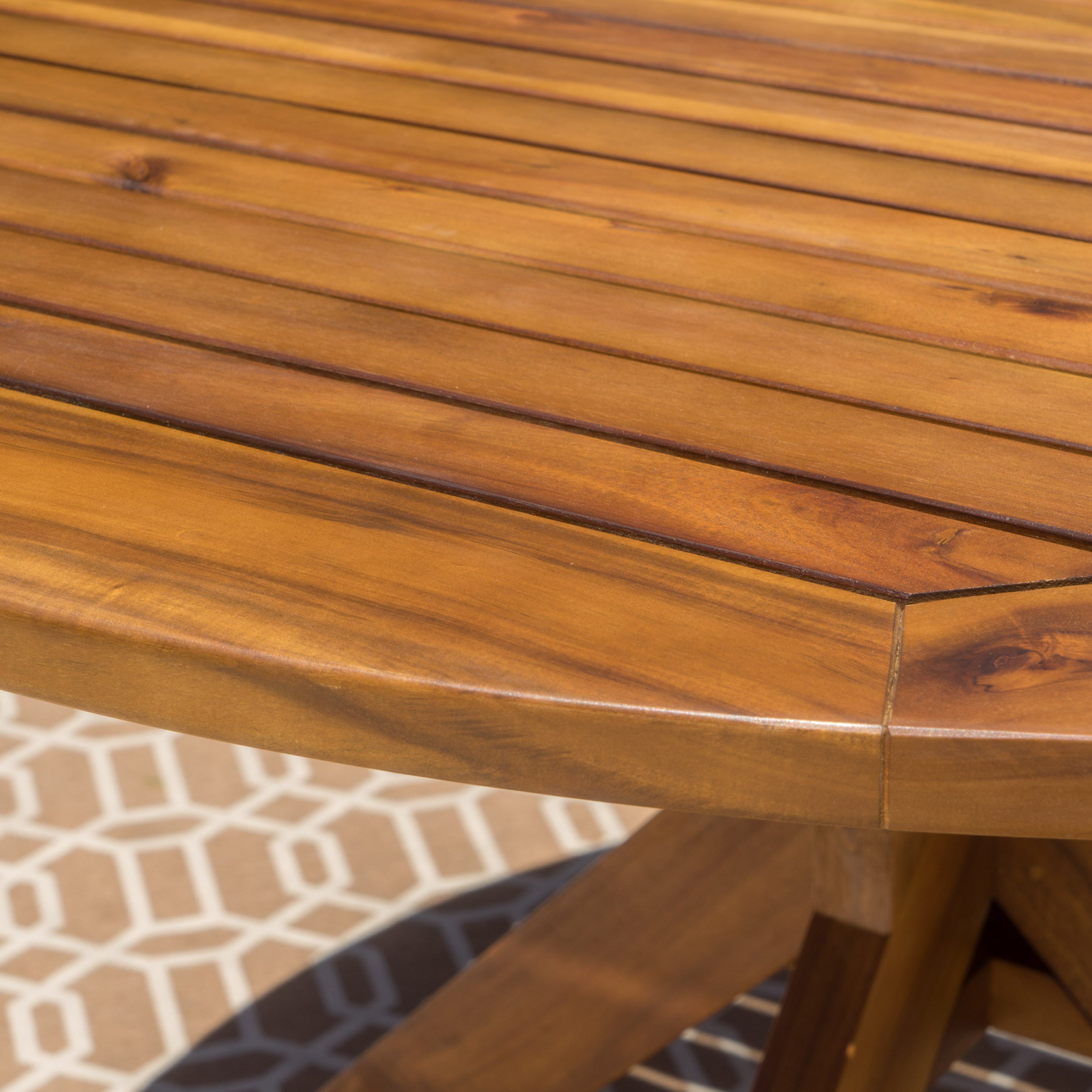 Stanford Outdoor Acacia Wood Round Dining Table