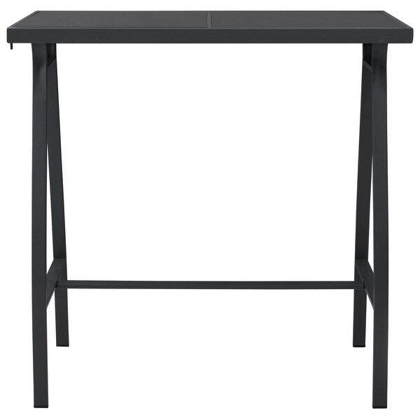 vidaXL Patio Bar Table Black Tempered Glass