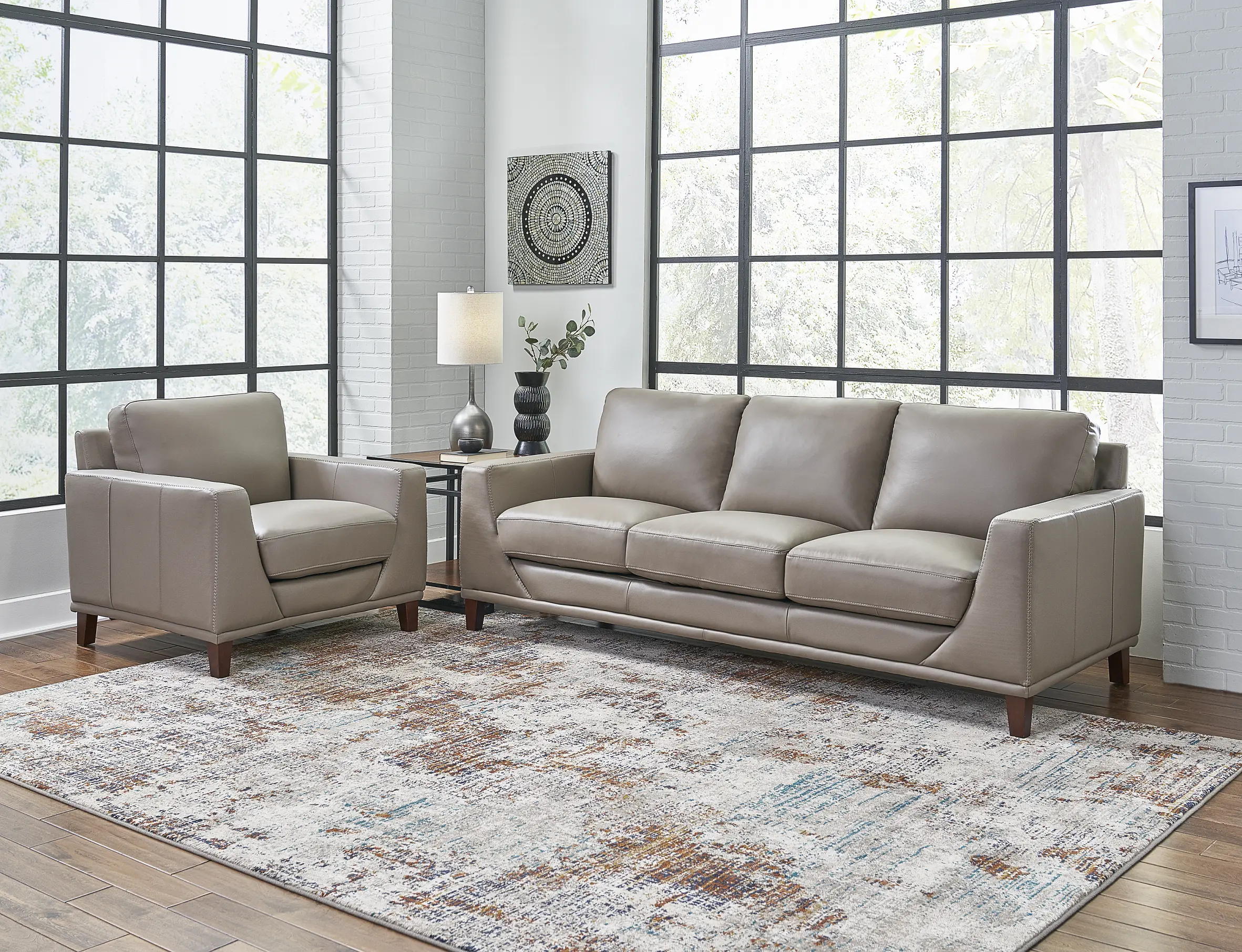 Sonoma Taupe Leather Sofa