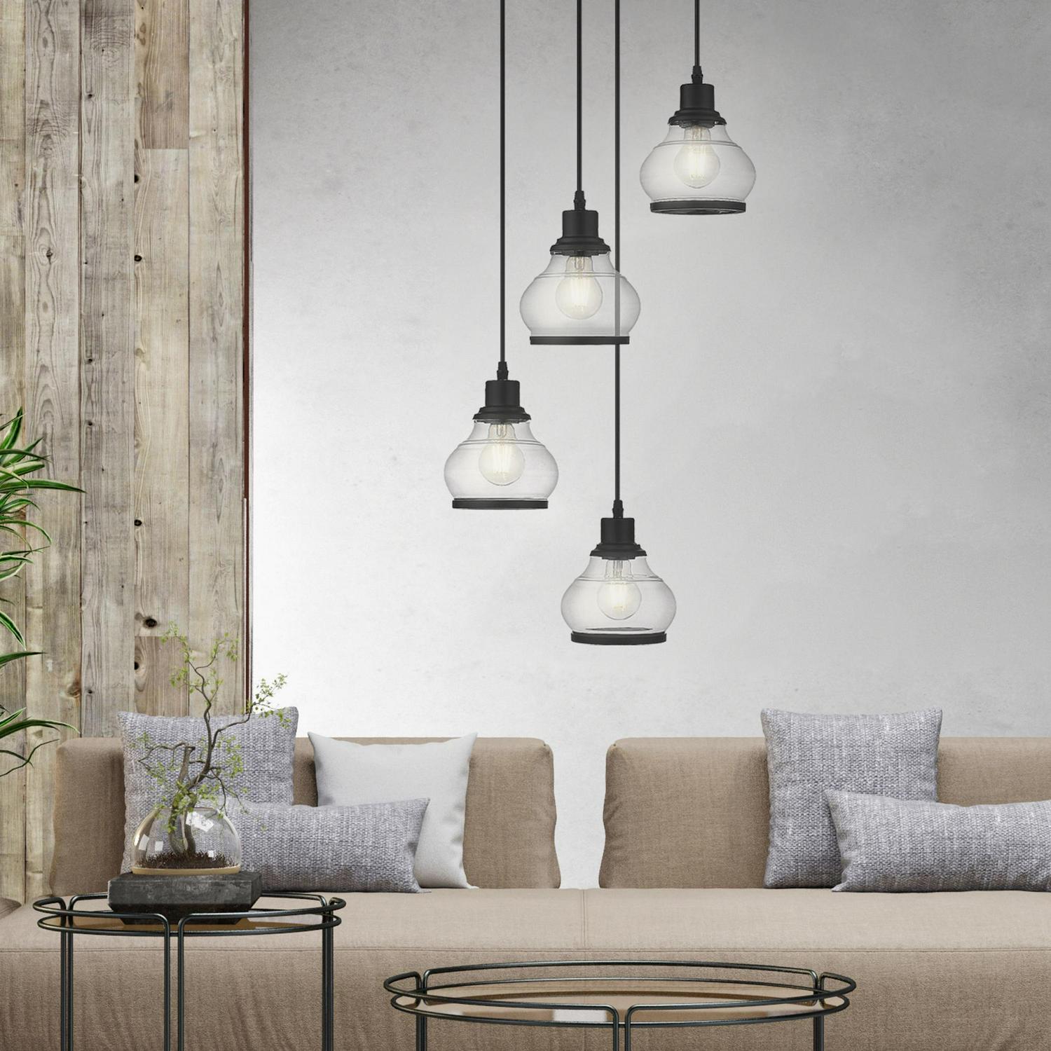 Ove Decors Theodore 4-Light 16 in. Pendant Light in Black finish