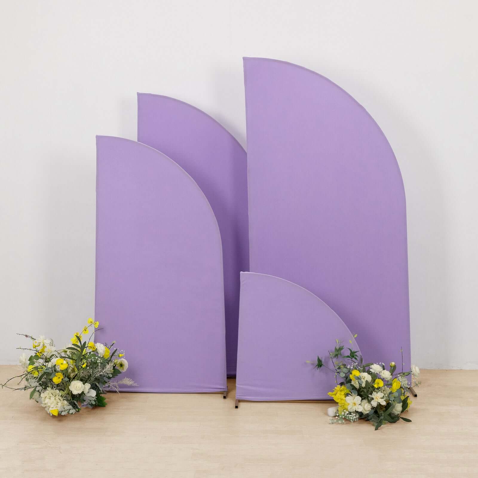 Set of 4 Matte Lavender Lilac Fitted Spandex Half Moon Wedding Arch Covers, Custom Fit Chiara Backdrop Stand Covers 2.5ft,5ft,6ft,7ft