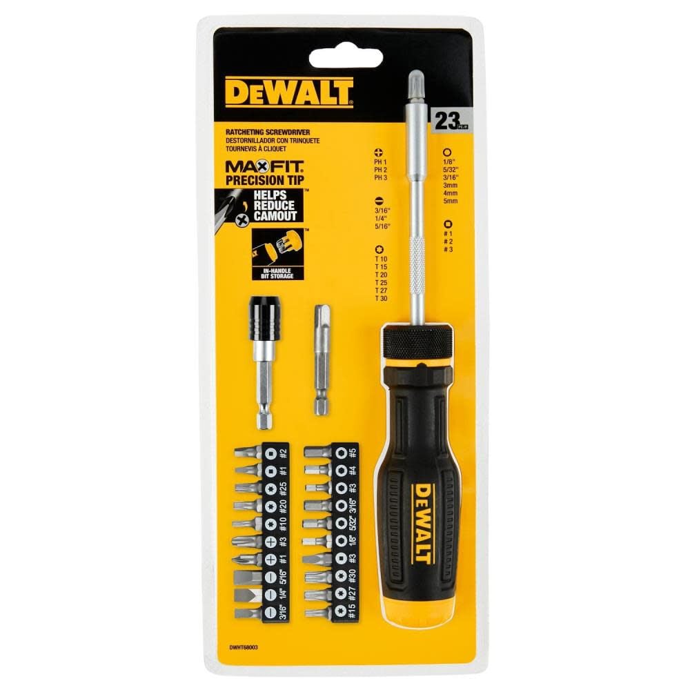 DW MAXFIT Screwdriver Ratcheting Multi Bit 23pc DWHT68003 from DW