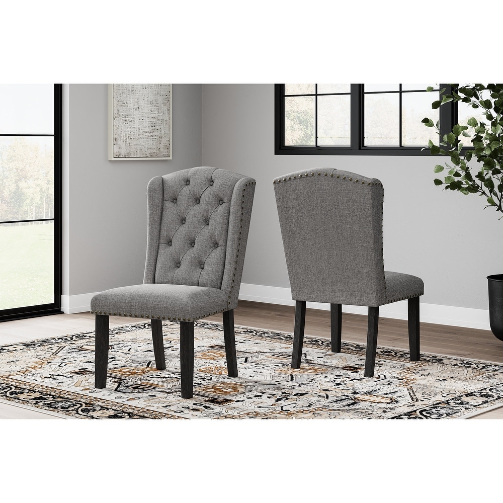 Signature Design by Ashley Jeanette Gray/Black Dining Upholstered Side Chair (Set of 2)   22\