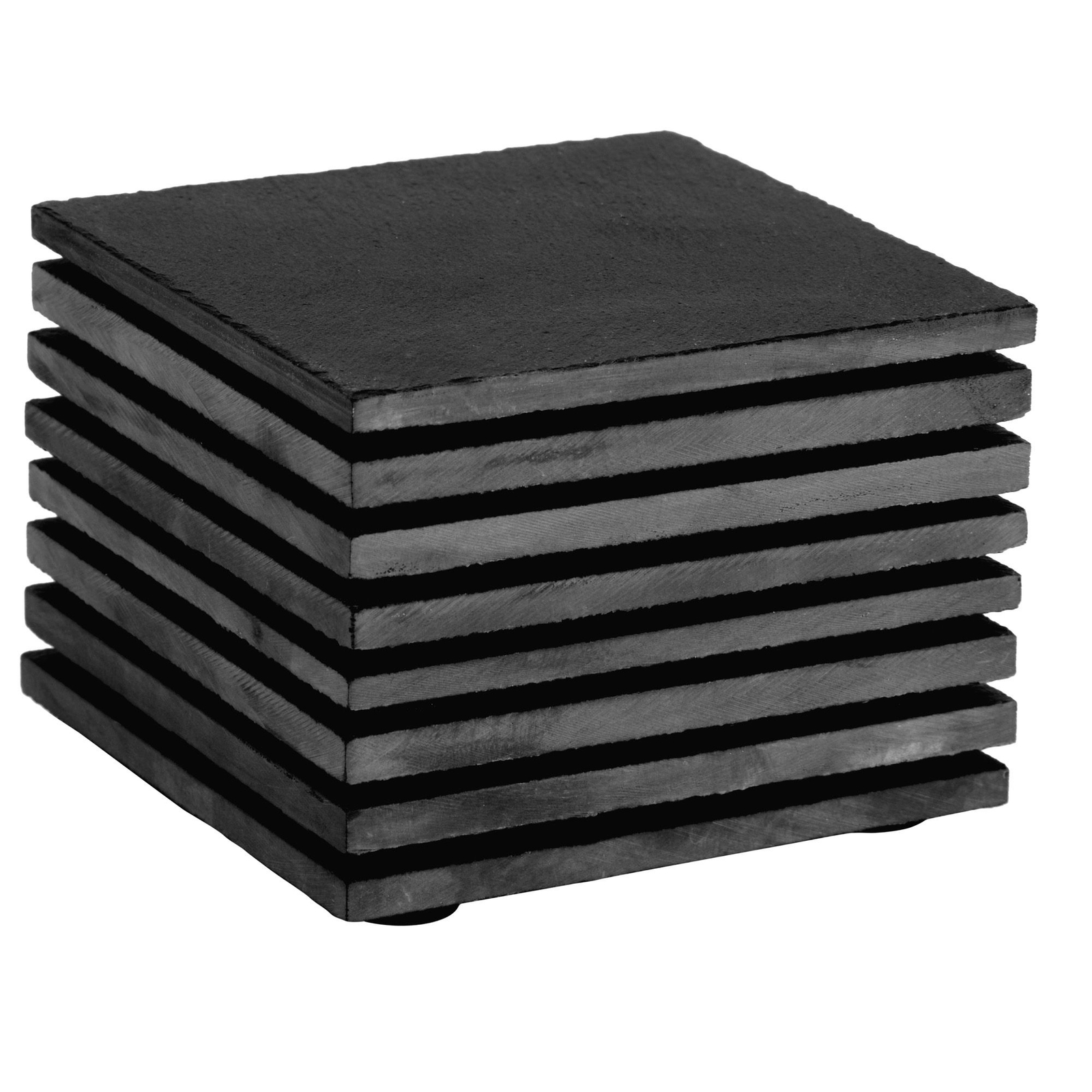 8 Piece Set of Square Black Slate Coasters Set with Holder for Coffee Table， Office， Bar， Kitchen， Dinner Table， Home Decor， 4 x 4-Inch Coasters， 3 x 3.5-Inch Stand