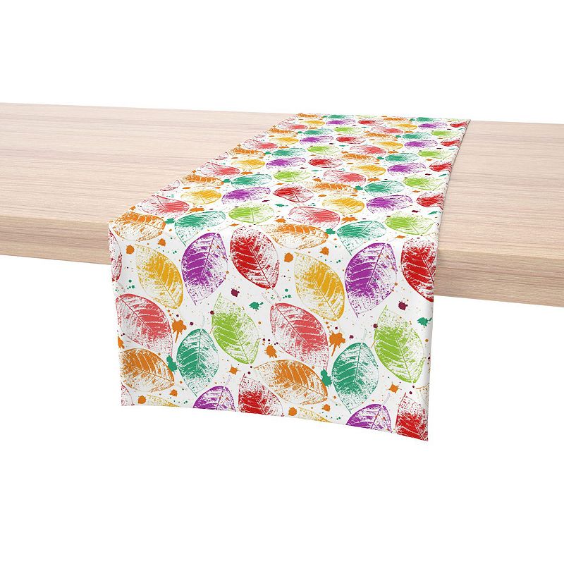 Table Runner， 100% Polyester， 12x72， Bold Autumn Leaves and Paint Splatter