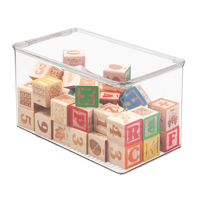 mDesign Plastic Stackable Toy Storage Container Bin Box with Hinge Lid