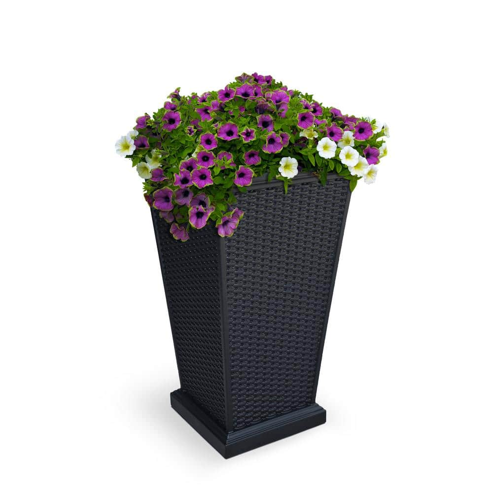 Mayne Wellington 28 in. Tall Black Polyethylene Planter 5863-B