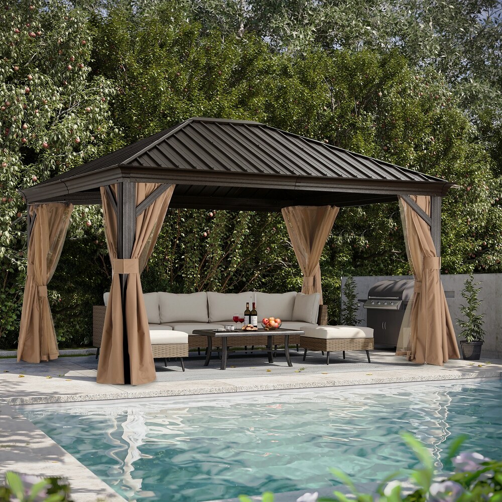 ABCCANOPY Outdoor Hardtop Gazebo with Galvanized Steel Double Roof