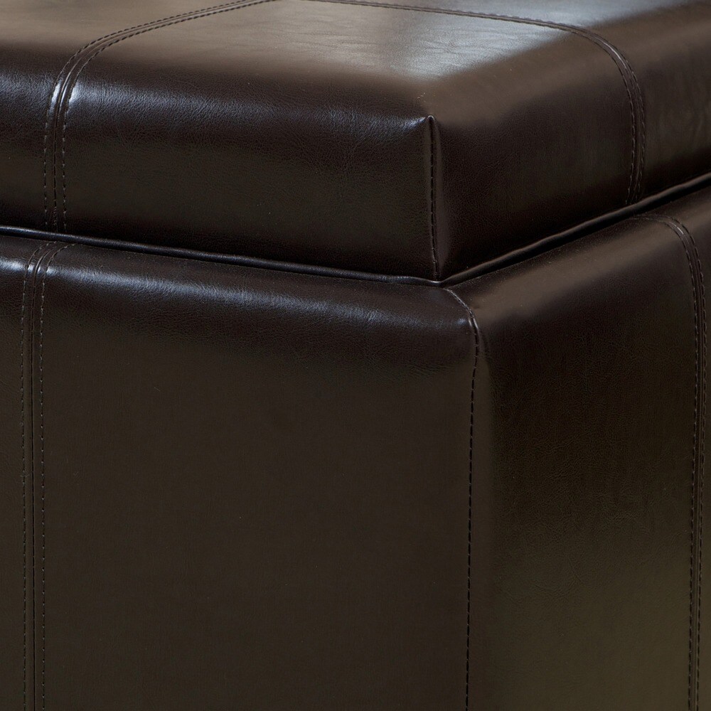 Mason Bonded Leather Espresso Tray Top Storage Ottoman by Christopher Knight Home